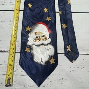 Vintage Navy Santa Christmas Tie